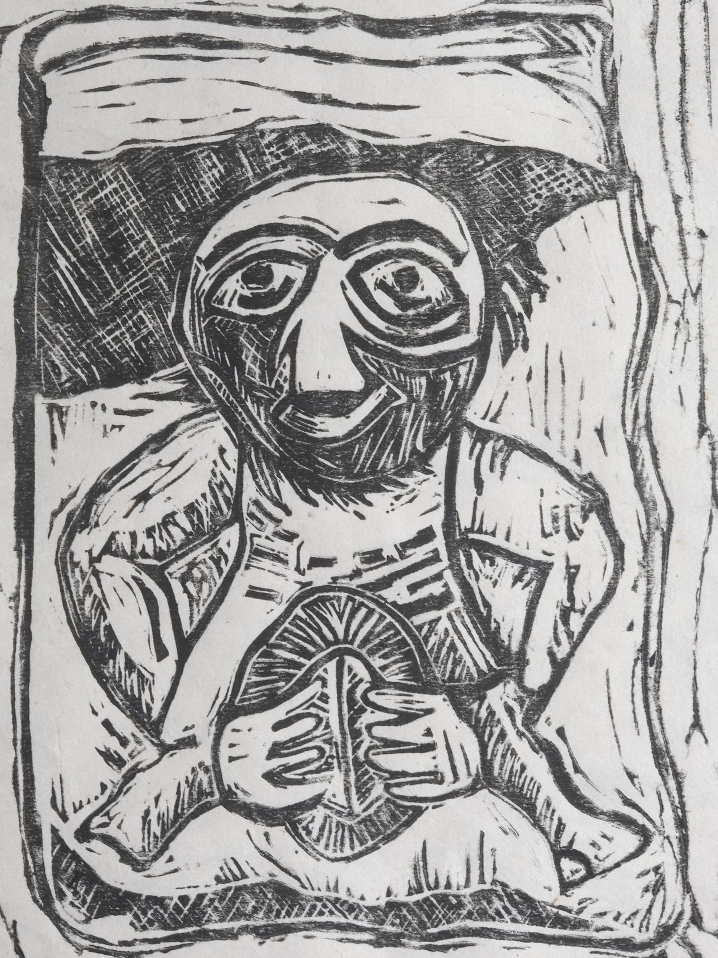 'Sheela na gig' Lino Print by Melanie Gale