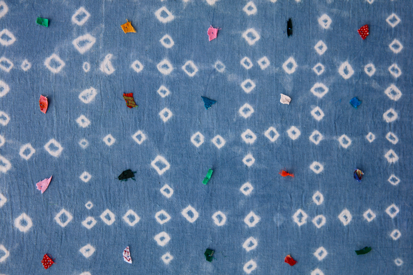 Mounted Indigo Bandhani Textile