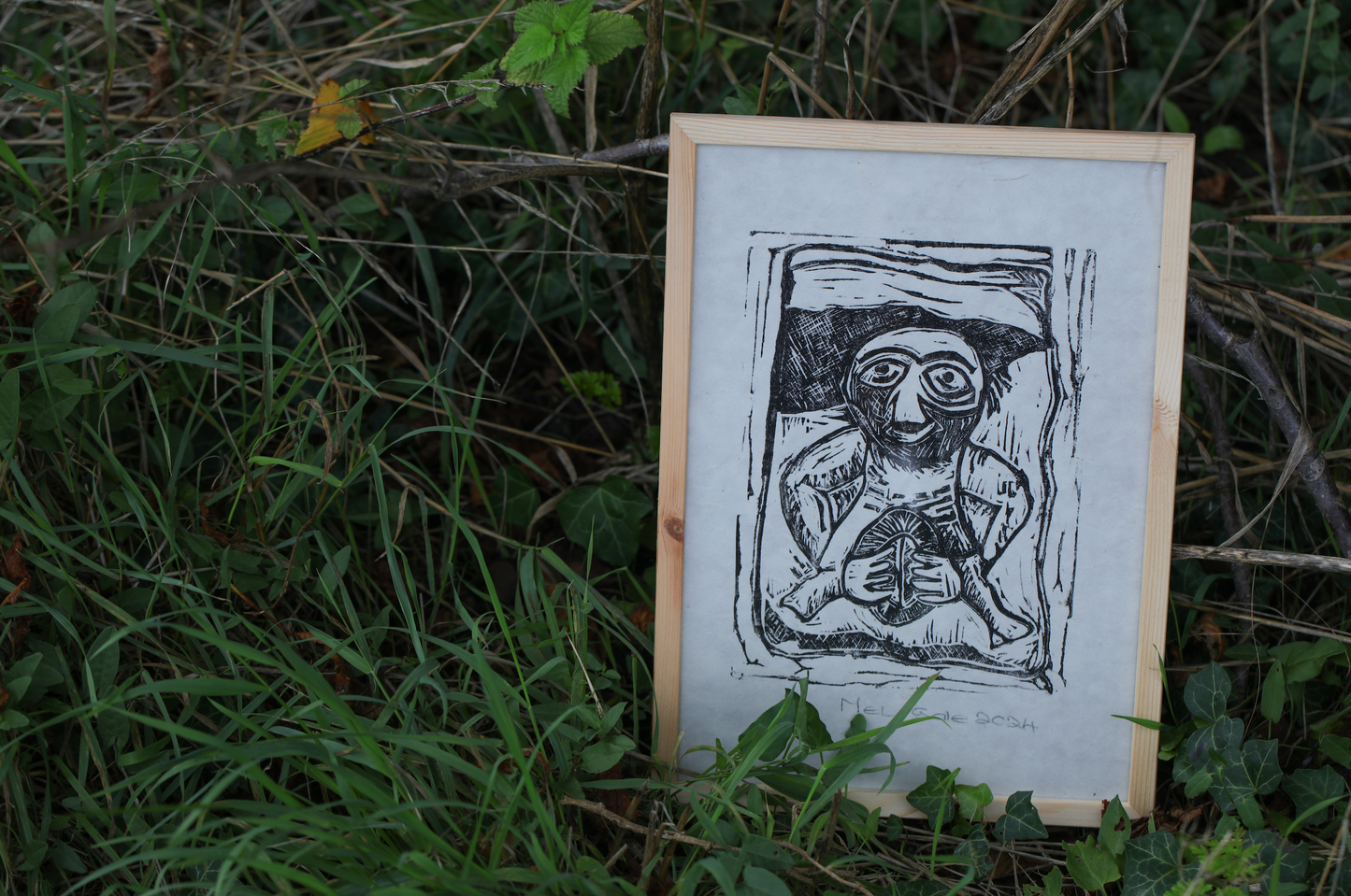 'Sheela na gig' Lino Print by Melanie Gale